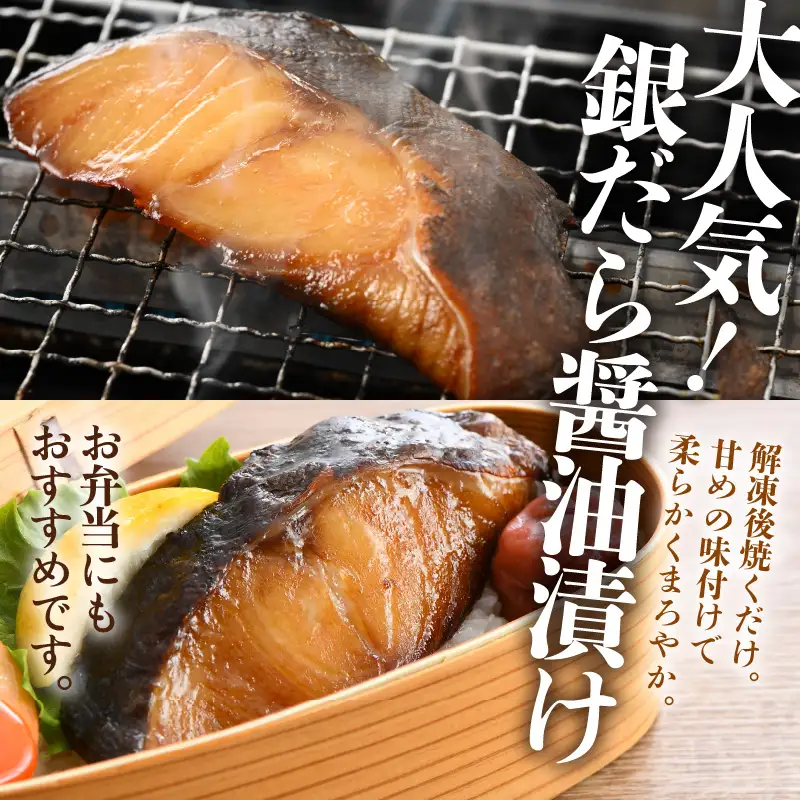銀だら醤油漬け・明太サバ・ふくいサーモン切り身セット 計6切 《ビールやご飯のおかずにぴったりな人気3種セット！》／ 焼き魚 お子様OK  朝食 魚介類 個包装 お取り寄せ 人気 数量限定 [aw002-a008]