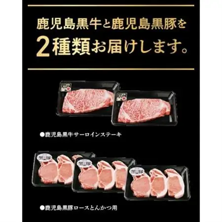 鹿児島黒牛ステーキ・黒豚とんかつセット【配送不可地域：離島】【1185993】
