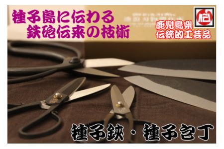 種子島 伝統工芸 種子鋏 （たねばさみ）5寸 と 種子包丁 万能 包丁 (小)　NFN162【1225pt】