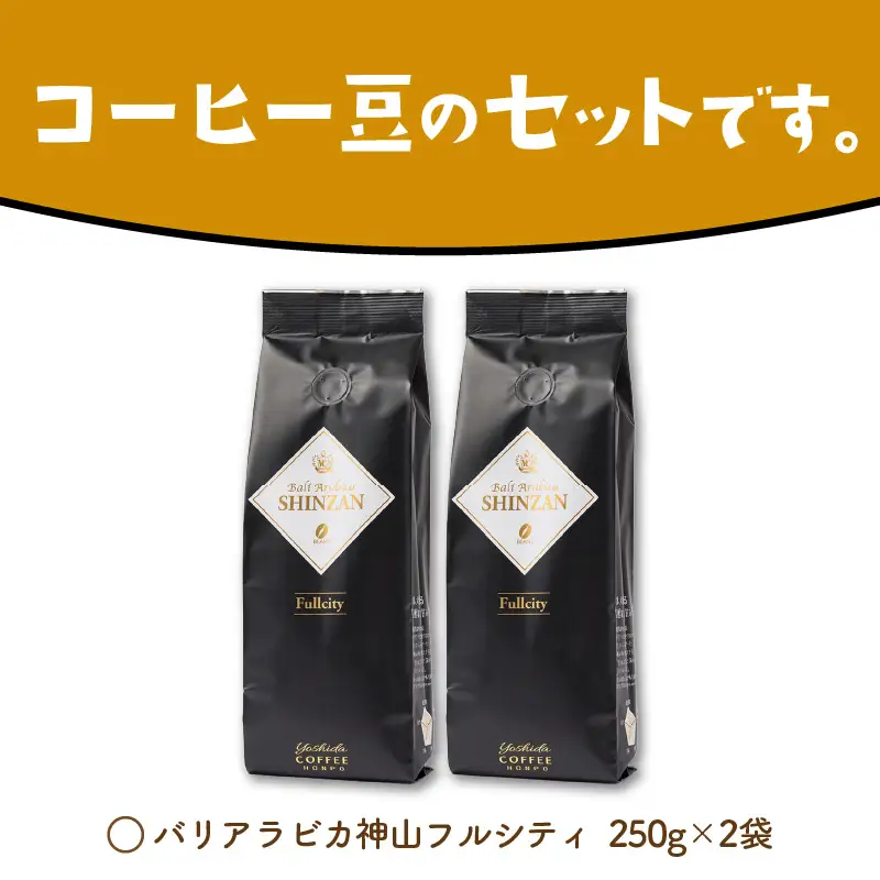 バリ・アラビカ神山フルシティ 250g×2袋／豆【010D-056】