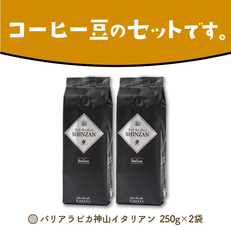 バリ・アラビカ神山イタリアン 250g×2袋／豆【010D-054】