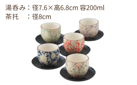 美濃焼】華唐草 茶托付煎茶揃 ポット・湯呑5客 セット【株式会社