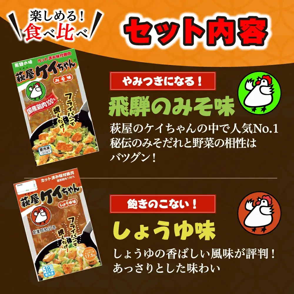 萩屋ケイちゃんスタンダードカレーセット　みそ味・カレー味・しょうゆ味・しお味（各230g×2）計8パック 冷凍配送 けいちゃん 鶏ちゃん【10-7】