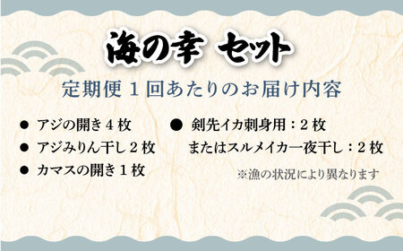 【全3回定期便】壱岐美食の海の幸セット [JBU018] 干物 刺身 アジ イカ カマス 42000 42000円