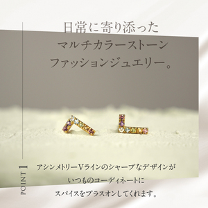 K18 マルチカラー　WING　ピアス アクセサリー レディース ジュエリー K18 イエローゴールド マルチカラー ストーン WING 天使の羽根 アミュレット 鑑別書付 保証書付 ジュエリーケース付 [h170]