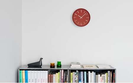 Draw wall clock / レッド（KK18-13 RE）レムノス Lemnos 時計 工芸品 装飾品 民芸品 伝統技術 インテリア 壁掛け時計 ガラス おしゃれ アクセント  FAD-0875
