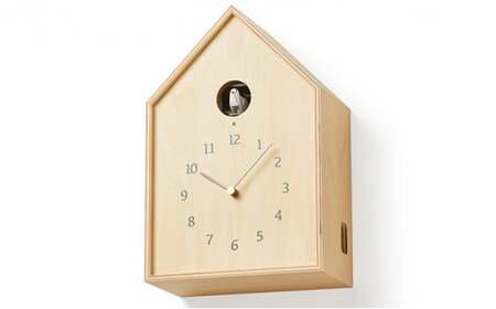 Birdhouse Clock / ナチュラル（NY16-12 NT）レムノス Lemnos 時計 工芸品 装飾品 民芸品 伝統技術 インテリア 鳴き声 カッコー時計 奈良 雄一 ライトセンサー  FAD-0881