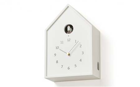 Birdhouse Clock / ホワイト（NY16-12 WH）レムノス?Lemnos?時計 工芸品 装飾品 民芸品 伝統技術 インテリア 鳴き声 カッコー時計 奈良 雄一 ライトセンサー  FAD-0880