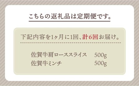 【全6回定期便】佐賀牛 スライス・ミンチセット各500g HBH108 佐賀牛 スライス ミンチ 肉セット