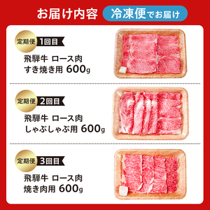 【定期便】飛騨牛食べ比べプチセット 【0016-070】 肉 牛肉 国産 ブランド 和牛 黒毛和牛 ロース肉 すき焼き しゃぶしゃぶ 焼き肉