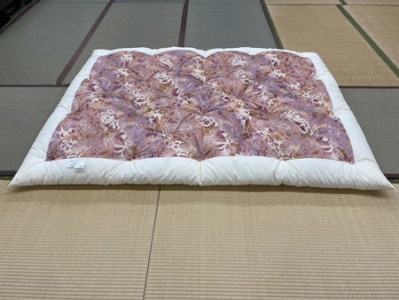 極上純綿　もめん布団　掛敷セット　(みやび柄・赤)【CW100W】