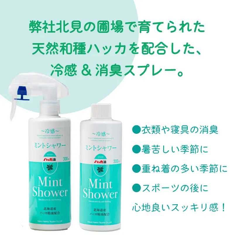 ミントシャワー本体と 詰め替え用 セット ( ハッカ はっか 薄荷 冷感 消臭 スプレー 天然 )【007-0049】