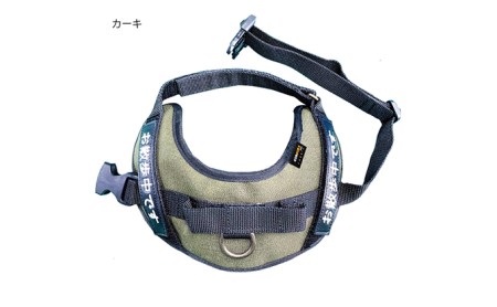 【中型犬用】ハーネス　コーデュラ×刺繍ワッペン付（お散歩中）カーキ◇