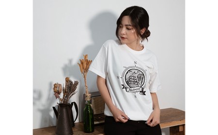 揖斐川町 マンホールTシャツ 白 ファッション 服 男性 メンズ 女性 レディース お城 星空 花 土星  Sサイズ