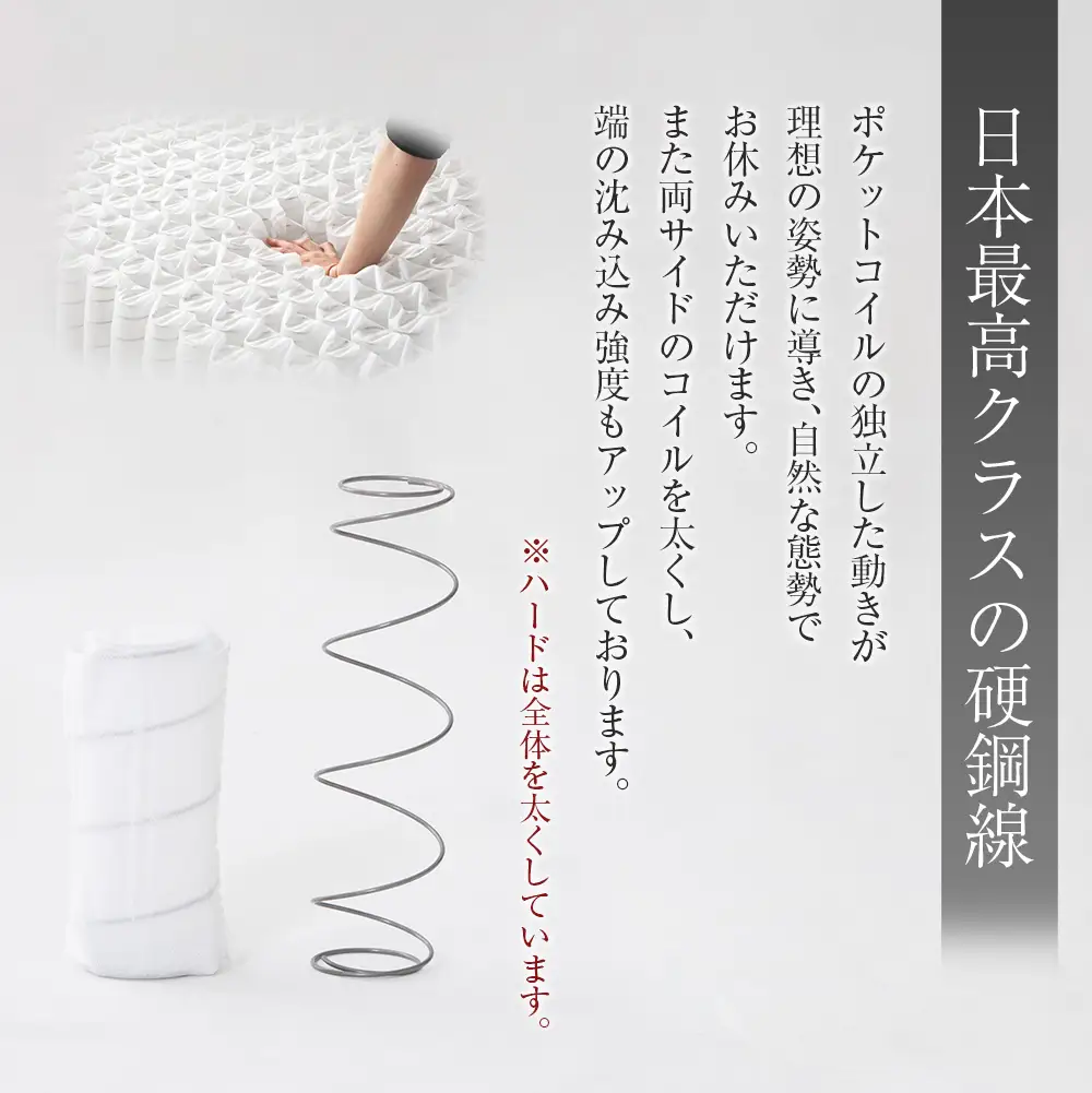 マットレス （シングル） 夜香 ハイグレード2 国産 ポケットコイル ベッド 寝具 インテリア 家具 ポケットコイルマットレス 圧縮梱包 両面仕様_CH041_Hsg