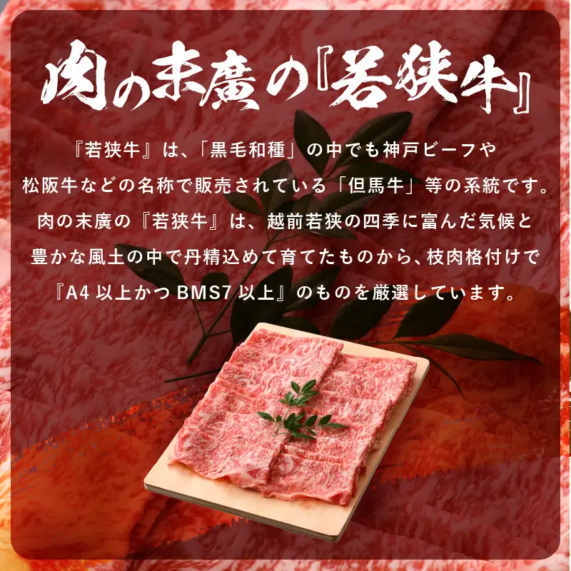 【ブランド牛】若狭牛 しゃぶしゃぶ 用 計800g（400g  2パック） ローススライス  国産肉  [e02-e002]