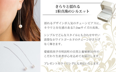 保証書付＜真珠ピアス・カティーナ（ホワイトゴールド）＞ 7.0～7.5mm 純国産 ぴあす パール アクセサリー フォーマル ファッション シンプル レディース 女性 誕生日 記念日 成人祝い 佐藤真珠 愛媛県 西予市 【常温】『最短10営業日以内に順次発送予定』ASS0022