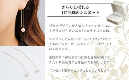 保証書付＜真珠ピアス・カティーナ（イエローゴールド）＞ 7.0～7.5mm 純国産 ぴあす パール アクセサリー フォーマル ファッション シンプル レディース 女性 誕生日 記念日 成人祝い 佐藤真珠 愛媛県 西予市 【常温】『最短10営業日以内に順次発送予定』ASS0023