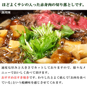 愛媛県西予市産 伊予牛絹の味西予どすこい牛黒毛和牛切り落とし（モモ肉又はウデ肉）380g NAN0001