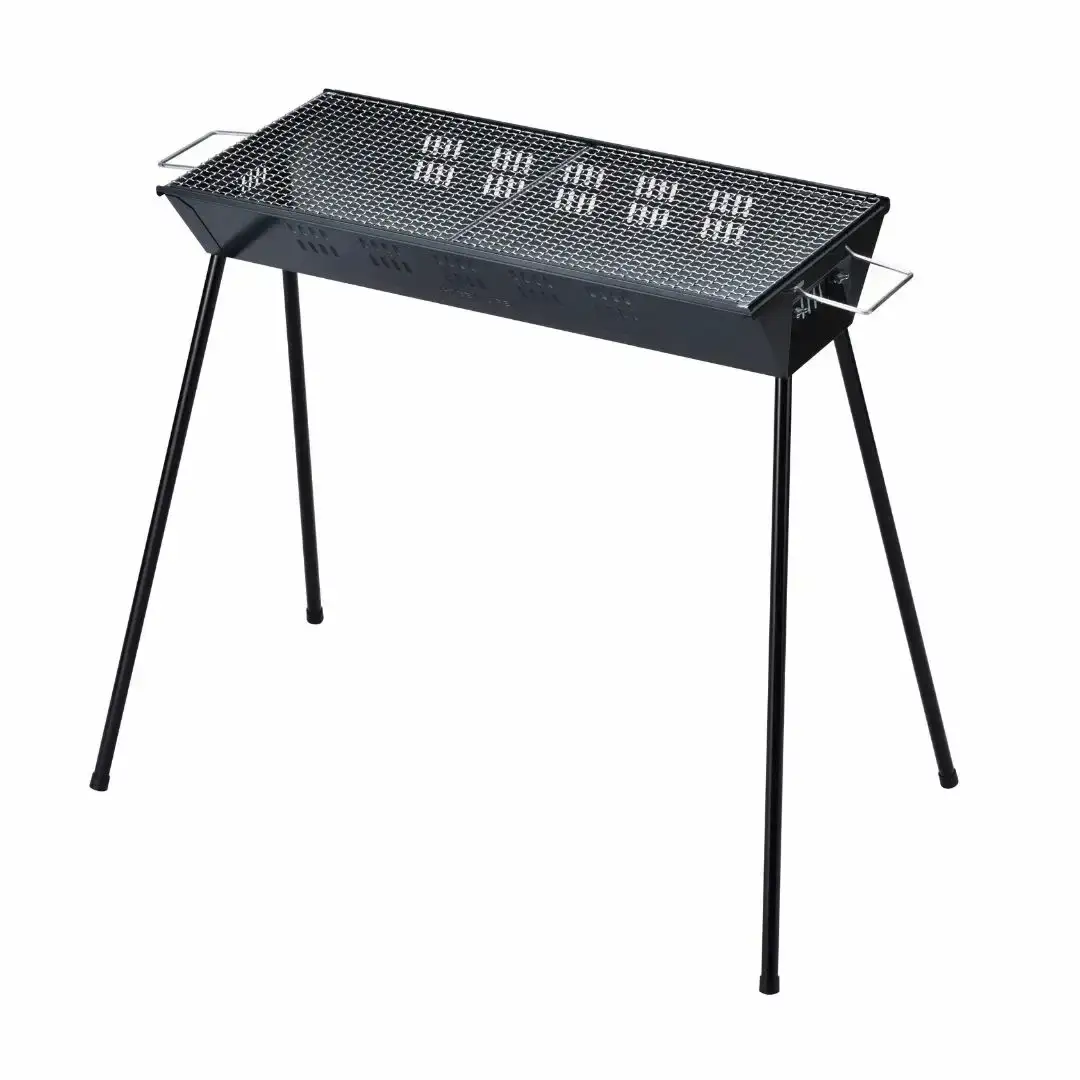 バーベキューコンロ 65cm 少ない炭でもよく燃焼するV型デザインバーベキューコンロ BBQコンロ トング・ブラシつき キャンプ用品 アウトドア用品 BBQ バーベキュー [グリーンライフ] 【010S151】