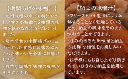 味噌汁 フリーズドライ 南関あげ 納豆 各15食 計30食 [タムラ 福岡県 宇美町 um40azp050001]