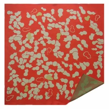 正絹縮緬友禅風呂敷 瓢箪 (赤) 約45cm×47cm_雑貨   _【1320353】