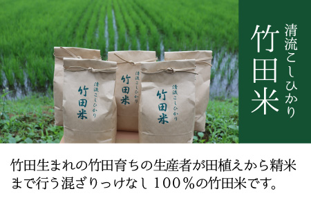 【先行予約・令和8年産新米】 【12ヶ月連続お届け】清流こしひかり 竹田米 5kg × 12回 計60kg （玄米） 【2026年9月下旬以降順次発送予定】 [N-7402_02]