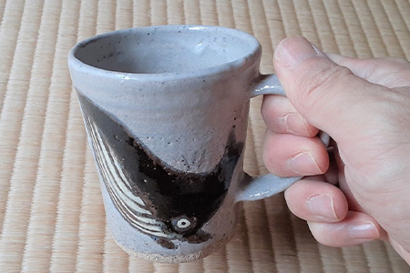 唐津焼 絵唐津鯨紋マグカップ コーヒーカップ コップ くじら クジラ 可愛い おしゃれ ギフト