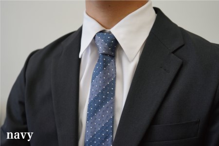 【Hadashin】トップ糸ネクタイ（青系統）3本セット　ネクタイ シルク プレゼント フォーマル ビジネス