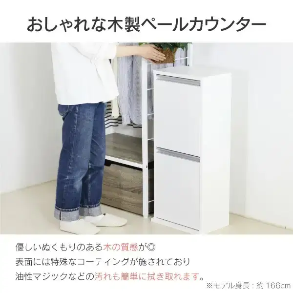 木製2分別ダストボックス(ホワイト) ゴミ箱 燕三条製 [川口工器]