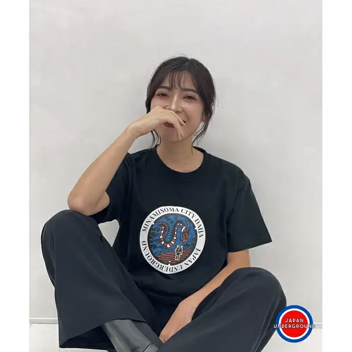 マンホールTシャツ 黒 XLサイズ ｜ Tシャツ 福島県
