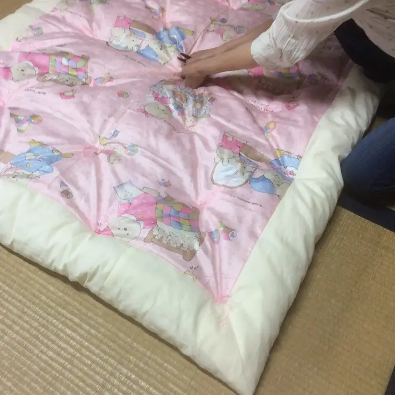 天然繊維手作り 木綿わた入りベビーふとんセット（カバー付）