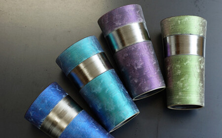 有田焼 麟 Lin プラチナ タンブラー 4個 (Green & Blue & Purple & Emerald)【金照堂】食器 カップ 4色 セット グリーン ブルー パープル エメラルド おしゃれ 上品 華やか A110-69