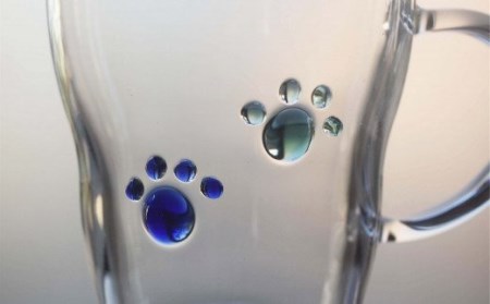 耐熱ガラス製 わんこ・にゃんこ足跡マグ 300ml（2個）[ZF285]