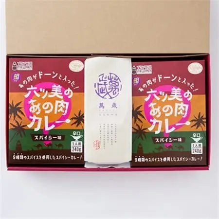 【六ツ美のあの肉カレー＆萬歳】国産おやどり骨付きモモ1本入りカレー＆復古米/大正浪漫セット(辛口)【1315506】
