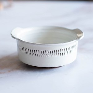 小石原焼 カネハ窯 飛び鉋グラタン皿(白ツヤ×M) AA41