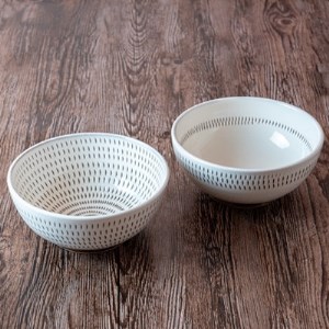 小石原焼 カネハ窯 飛び鉋中鉢セット(両面・シンプル) AA89
