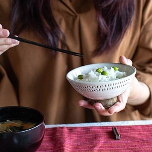 小石原焼 カネハ窯 飛び鉋飯碗 小(フチ飛び鉋) AA96