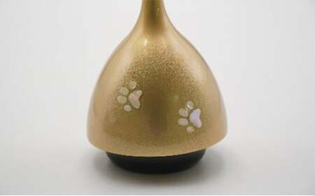 【高岡銅器】エコー 螺鈿肉球 金色 民芸品 芸品 雑貨 インテリア 足跡 ネコ 犬 おりん 余韻 高岡螺鈿 伝統工芸士  FAD-0961