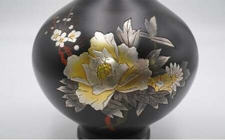 【高岡銅器】富貴花瓶 8号 民芸品 工芸品 インテリア 雑貨 お花 花器 気品 豪華 彫金 化粧箱入 贈り物  FAD-0947