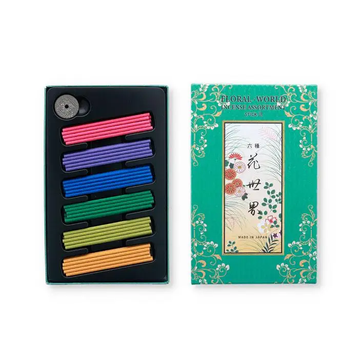 【香老舗 松栄堂】六種花世界 (スティック/六角香皿 白)　 [ 京都 老舗 線香 香皿 香立 人気 おすすめ おしゃれ お香 ギフト プレゼント お取り寄せ 通販 送料無料 ふるさと納税 ]