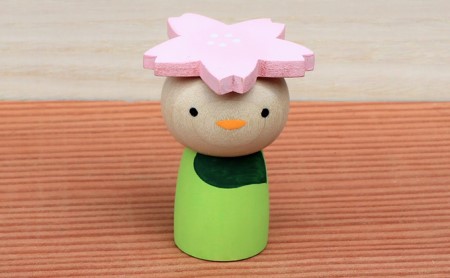 【うらにわあとりえ】さくらっきーこけし 1体 ゆるキャラ ご当地キャラクター シンボリック オリジナル 工芸品 新感覚 アート 手作り 観光物産品 インテリア 