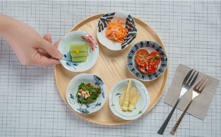 【波佐見焼】古染絵変り なぶり小付揃 5点セット 食器 皿 【西海陶器】1 20602 [OA246]  波佐見焼