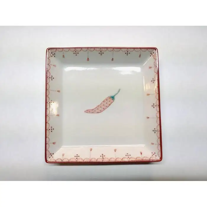 皿揃 赤絵小紋 野菜 九谷焼