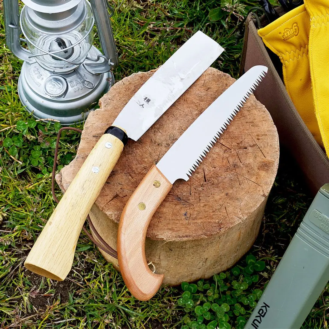 [KAKURI] ナタとノコ サヤ付き 薪割り 焚火 のこぎり キャンプ用品 アウトドア用品 万能【019S028】