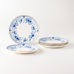 【三重ナルミ】 食器 ミラノ 19cm ケーキ皿 ブルー ホワイト 5枚セット [鳴海製陶] 食器