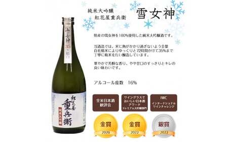 《山形の酒造好適米「雪女神」100%の受賞酒》純米大吟醸 720ml×2本 飲み比べセット 【紅花屋重兵衛 純米大吟醸 雪女神・澤正宗 純米大吟醸 雪女神48】　0260-E-FR015