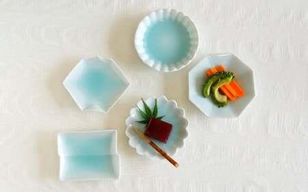 有田焼 青白磁おてしょ皿 5枚セット【金照堂】 有田焼 皿 小皿 食器 器 取り皿 菓子皿 おてしょ皿 青白磁 29000円 A29-15