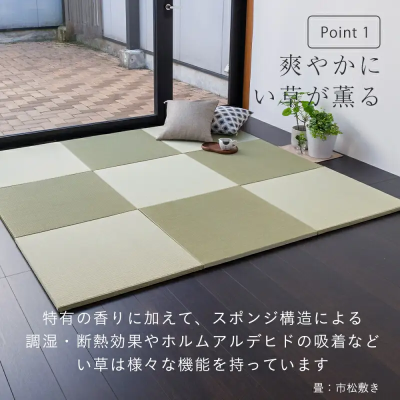 国産い草製 縁なし 置き畳 「オッチ エバ」4枚セット　TA055_001