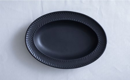 【波佐見焼】ローズマリー リムオーバル マットブラック 食器 皿 【翔芳窯】 [FE140]  波佐見焼